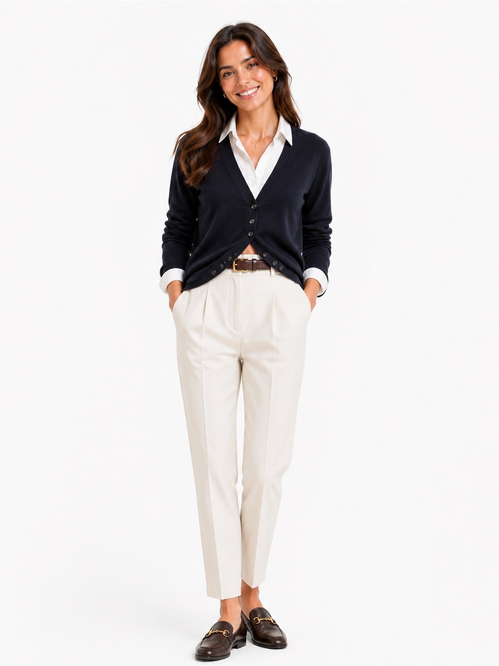 The Limited Merino Wool Navy V-Neck Button Cardigan